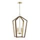 preview thumbnail 10 of 11, Maren 4-light Pendant w/ Handcrafted Mango Wood Nordic Wood/ Matte Brass