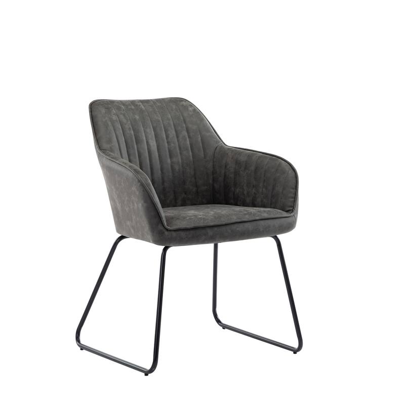 Porthos Home Kylo PU Leather Upholstered Dining Chair with Metal Legs - Grey