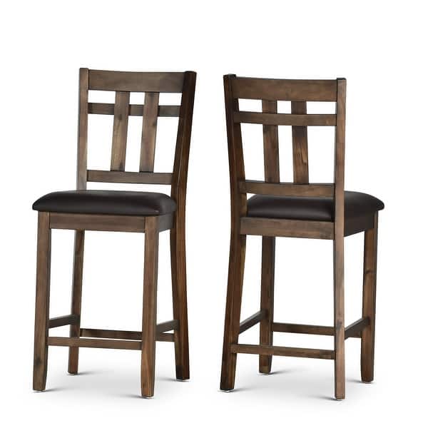 slide 2 of 9, Carbon Loft Elterman Slat Back Faux Leather Counter Chair (Set of 2)