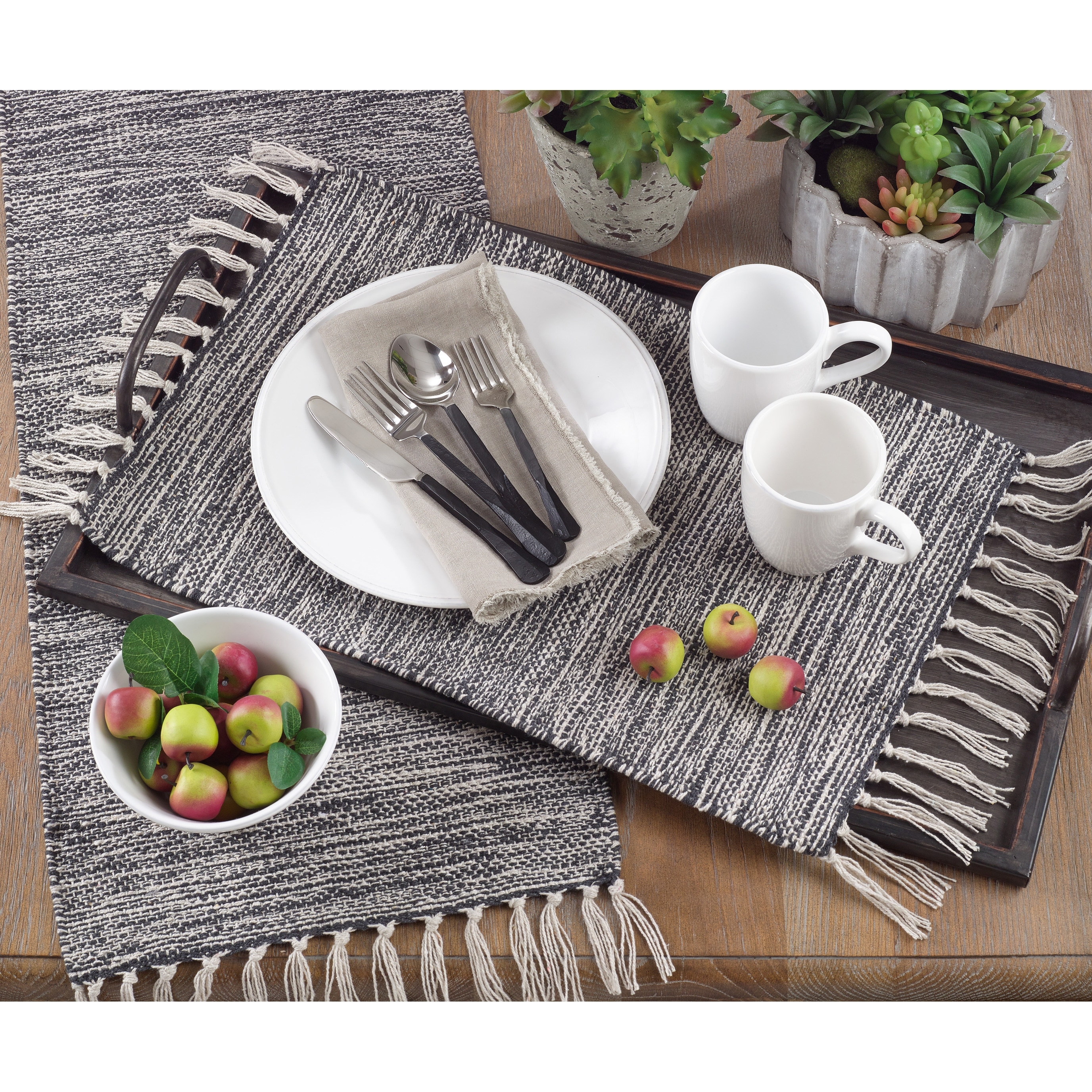 Saro Lifestyle Rustic Woven Cotton Placemats (Set of 4) - 14"x20"