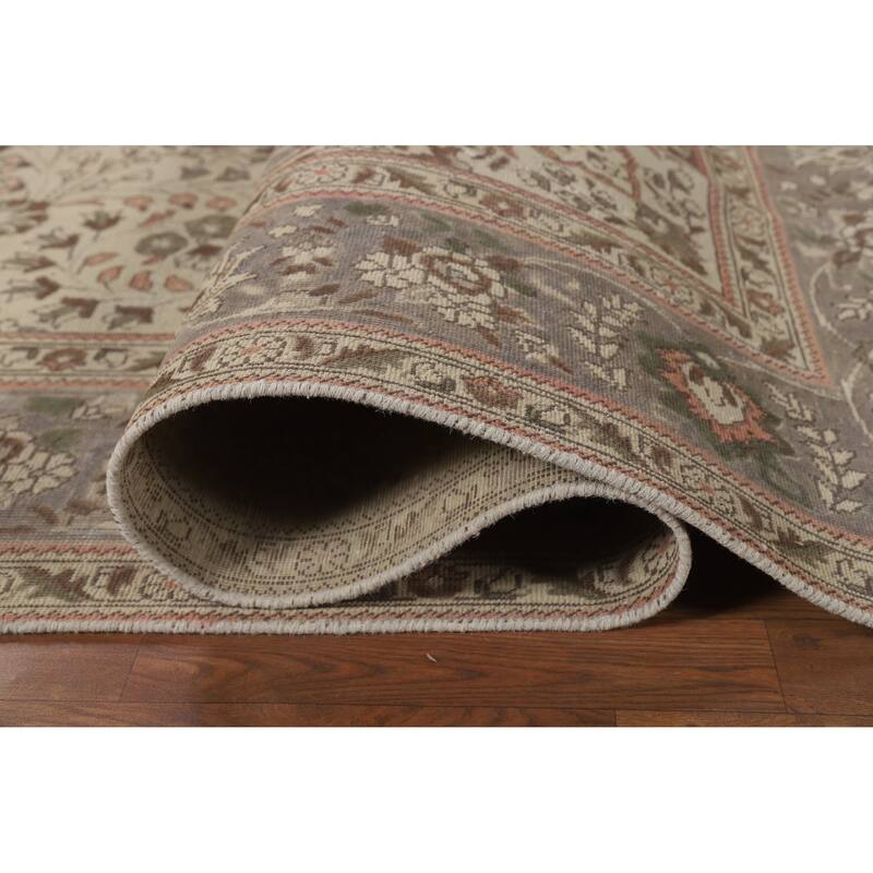 Tabriz Persian Vintage Rug Bedroom Hand-Knotted Wool Carpet - 8'5" x 11'2"