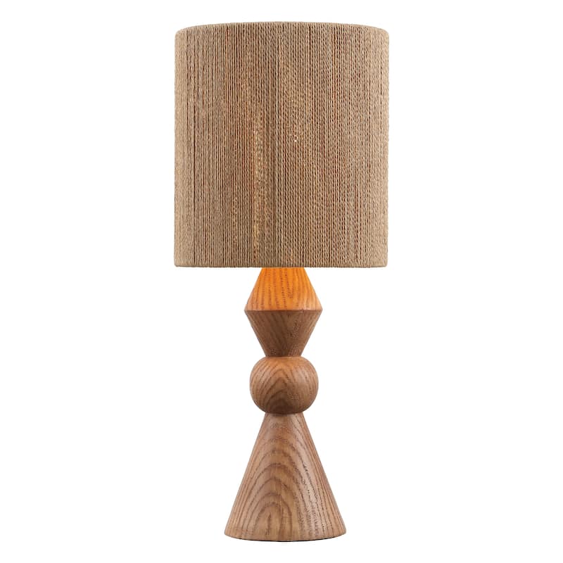 Orbic Taper 23.5" Resin/Metal LED Table Lamp with Paper Rope Shade, By JONATHAN Y - Brown Wood Finish
