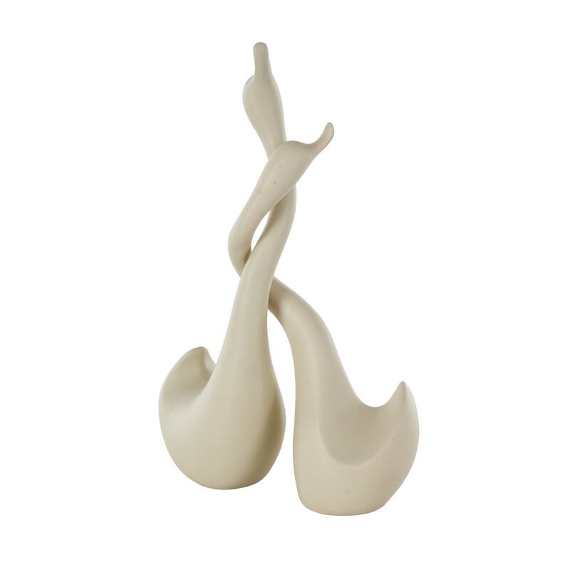 Beige Ceramic Intertwined Swan Decorative Sculpture (Set of 2)