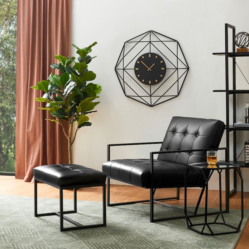 Glitzhome 29.50"W Mid-Century PU Leather Tufted Accent Chair - 29.5"W x 30.5"H x 29.25"D