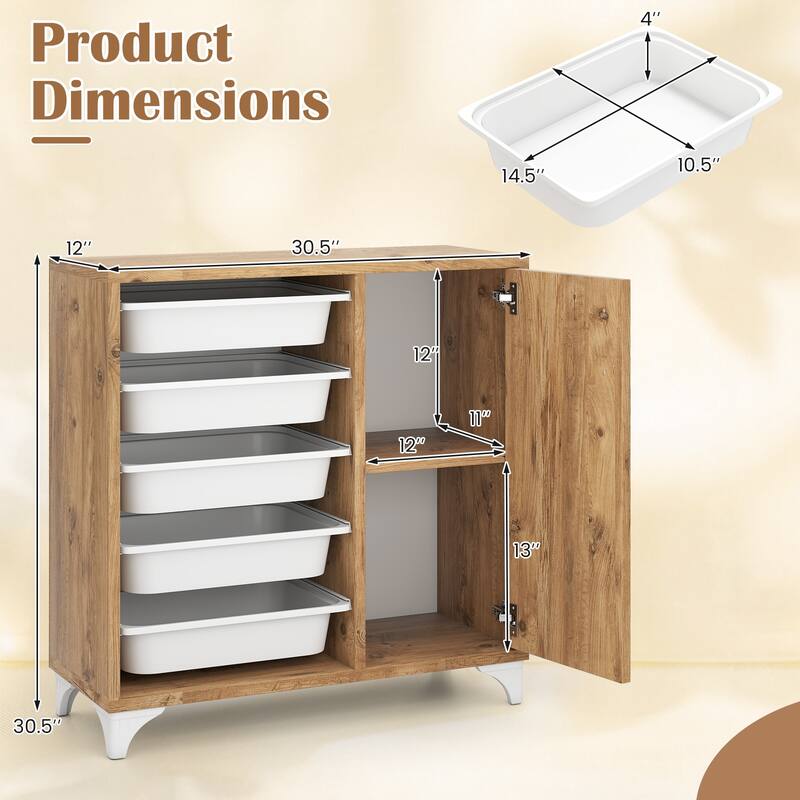 Gymax Buffet Cabinet Sideboard w/ Storage Coffee Bar Cabinet w/ 5