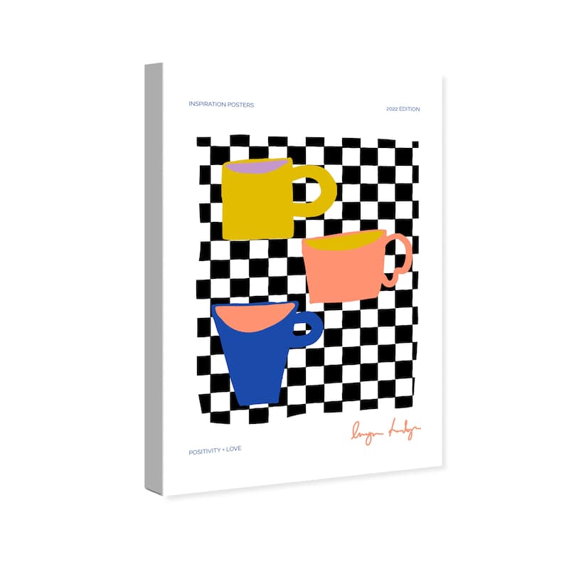 Wynwood Studio Canvas Drinks and Spirits Drink Positive Love Black and Mustard Modern & Contemporary Wall Art Canvas Print