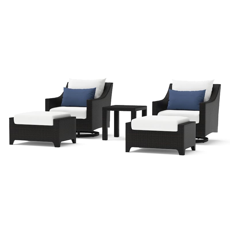 Deco 5 Piece Aluminum Outdoor Patio Motion Club & Ottoman Set