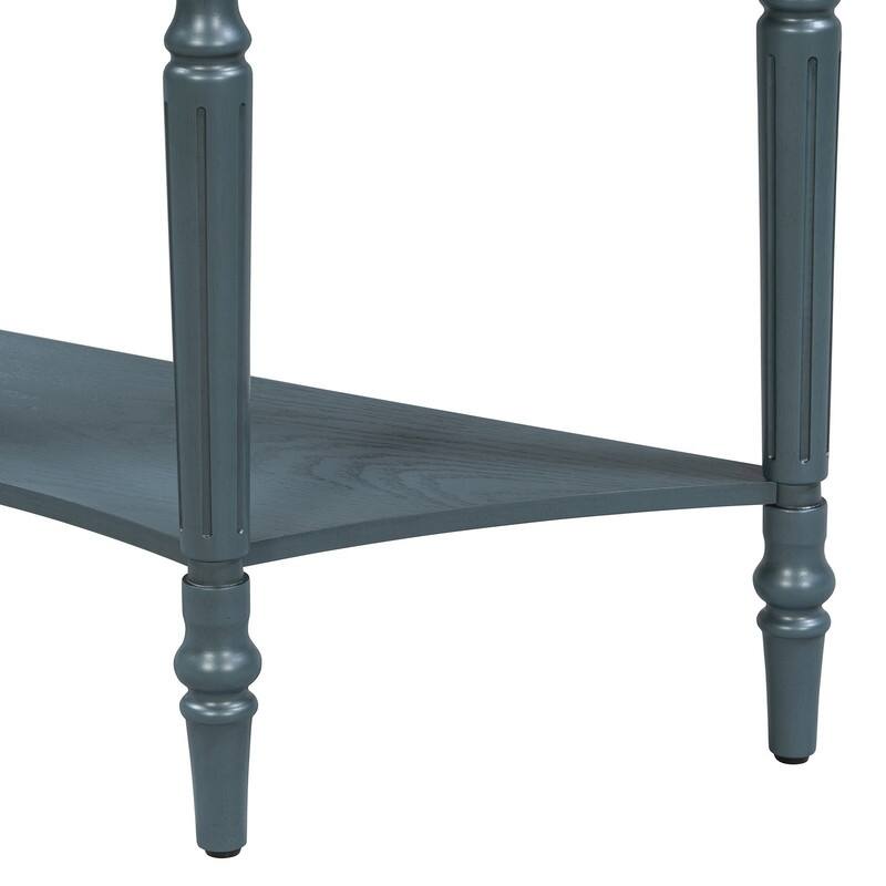 Farmhouse Half Moon Console Table with Drawer and Shelf for Entryway and Living Room Decor