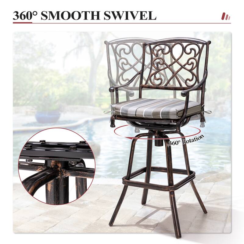 Crestlive Outdoor Patio Bar Height Swivel Bar Stool with Sunbrella Cushion