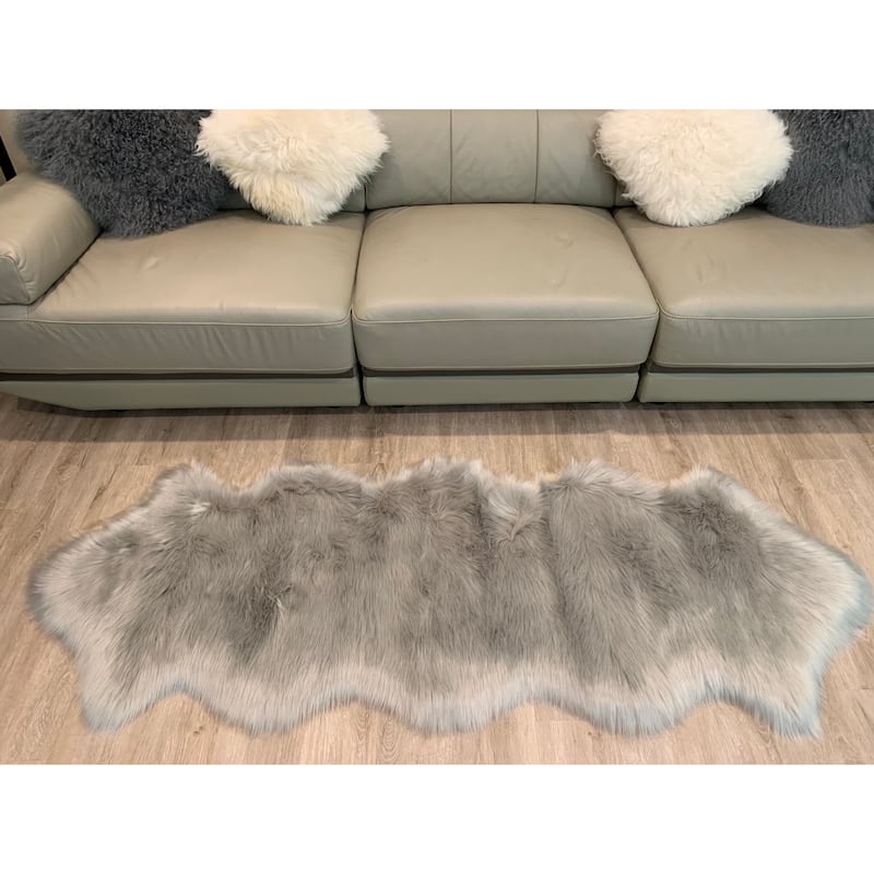 Ovella Home Premium Luxurious Faux Sheepskin 2-Pelt Plush Shag Runner Rug - 2' x 6' - 2' x 6'