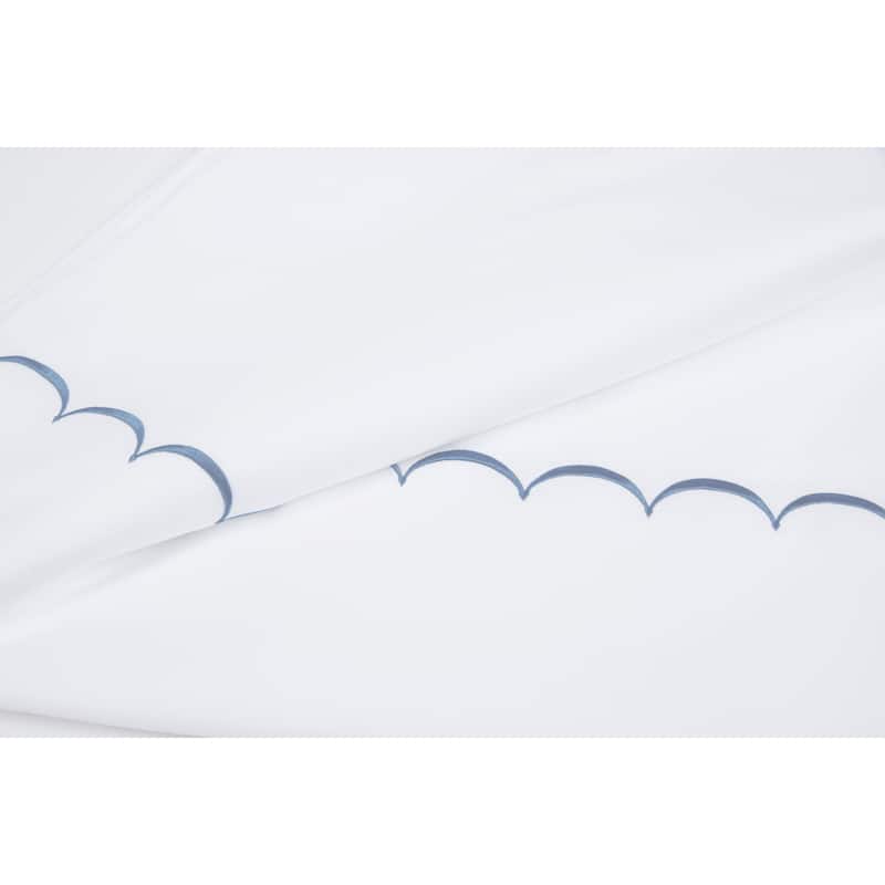 Home Sweet Home Collection 600TC Cotton Scallop Embroidery Sheet Set & Pillowcases - Queen - Blue