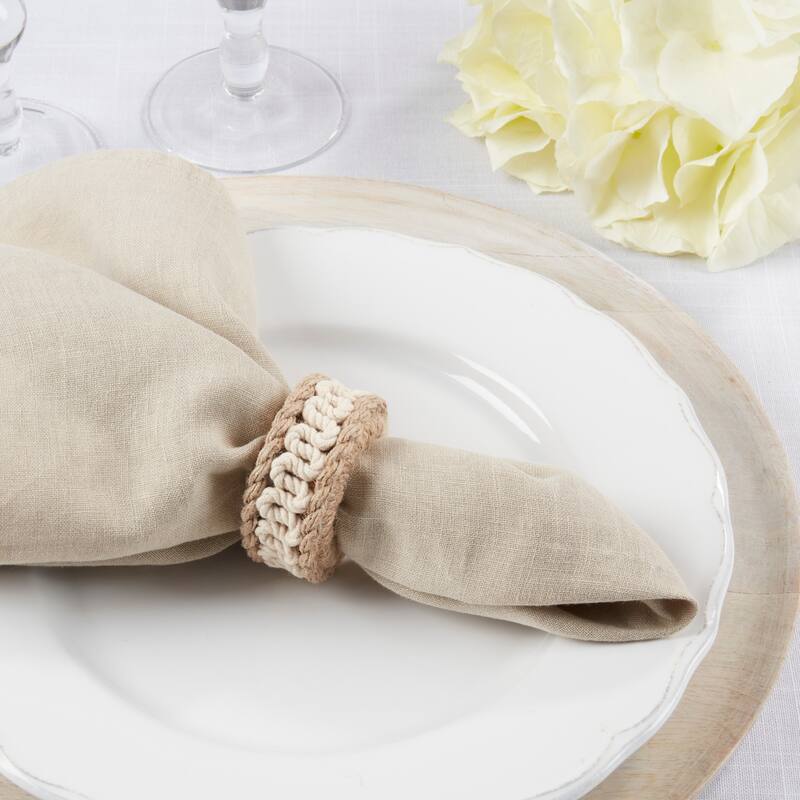 Rope Design Napkin Ring (Set of 4) - Tan