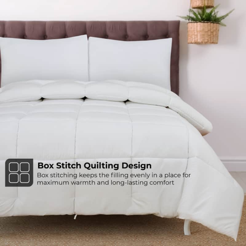 ROYALE King Comforter - All Season Down Alternative Bedding Comforter - Lightweight Quilted Comforter (King, Navy) - California King - White