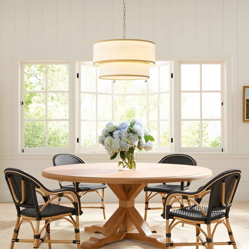 Starsky 5-Light White Fabric Drum Chandelier