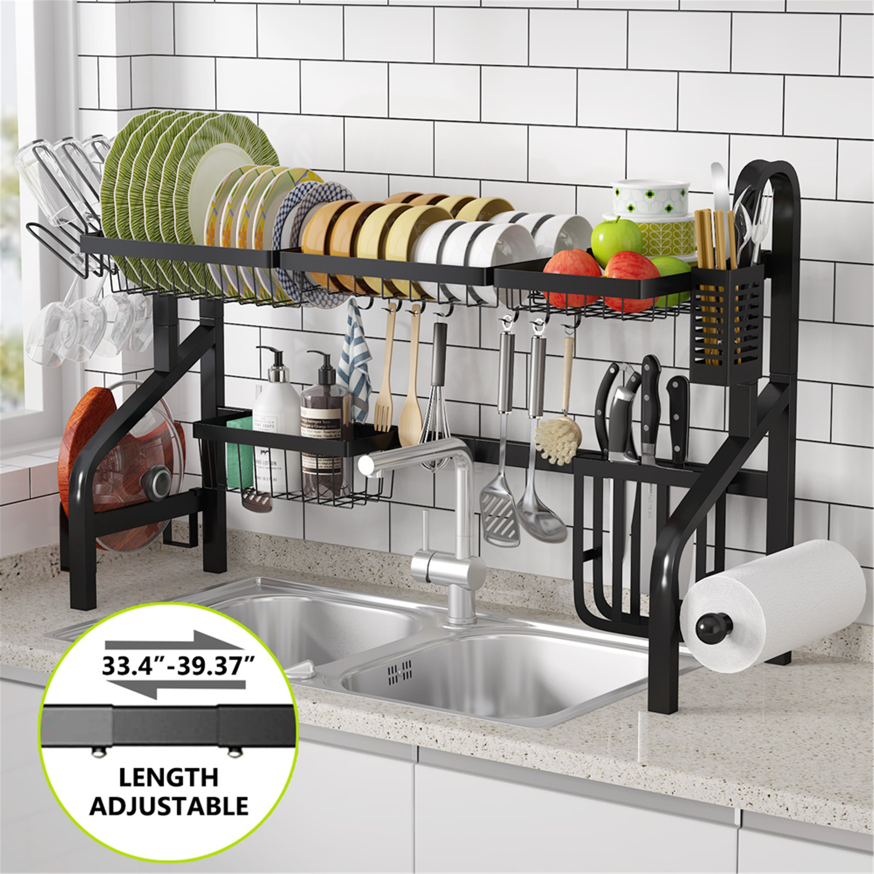 Adjustable Large Dish Drying Rack Over the Sink - Overstock ...