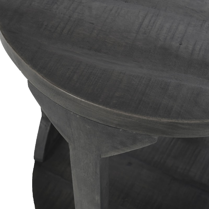 Rustic Modern Solid Wood Accent Table in Distressed Grey