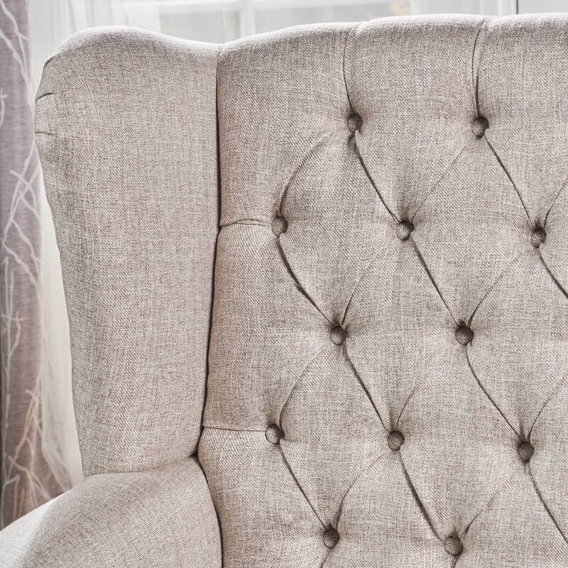 Modern 30" High Back Upholstered Button Tufted Accent Chair with Nailheads for Living Room