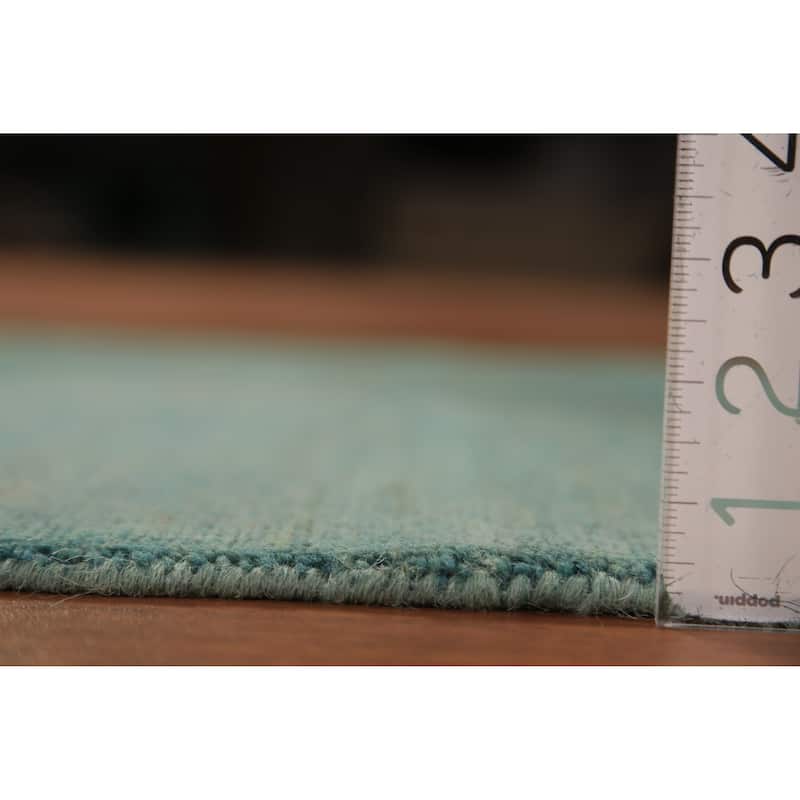 Aqua Blue Gabbeh Modern Rug Handmade Accent Wool Carpet - 2'8" x 4'1"