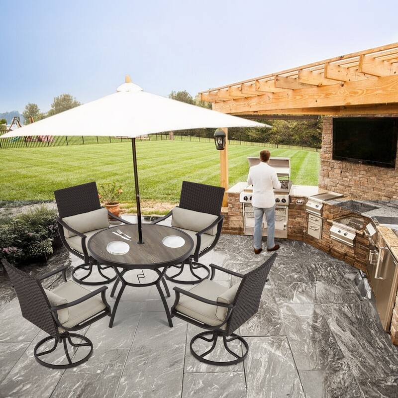 EROMMY Patio Dining Set – 7-Piece Outdoor Furniture Set & 2-Piece Swivel Rocking Chair Option