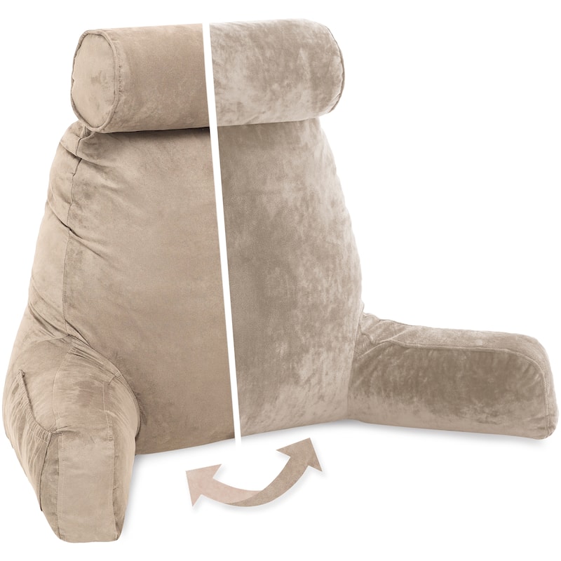 Husband Bedrest Micro-Suede Reading Pillow - Cowboy Taupe
