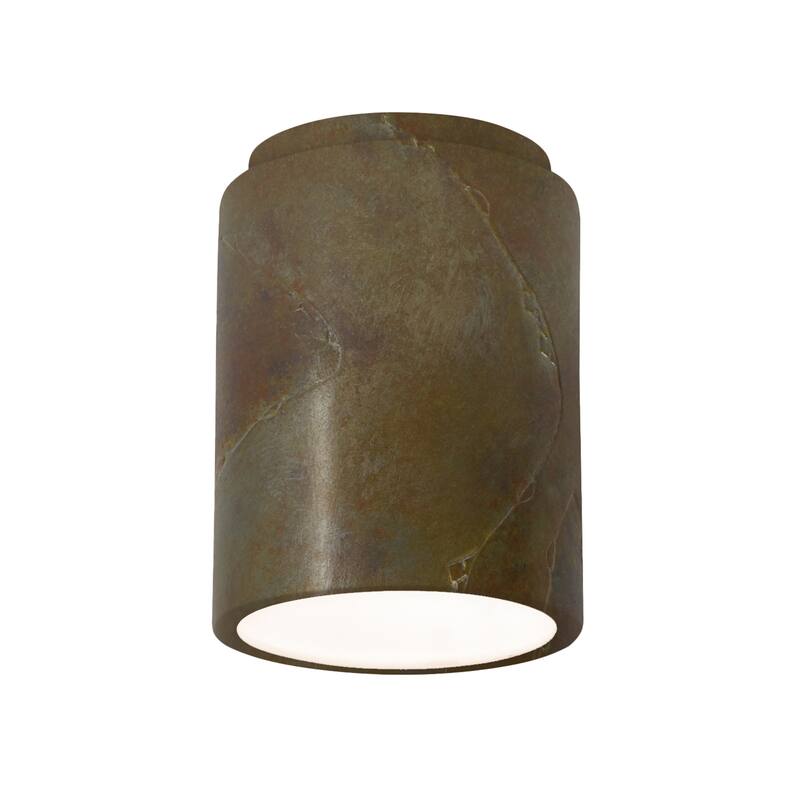 Justice Design Radiance - Cylinder Flush-Mount - Replaceable Bulb - Tierra Red Slate