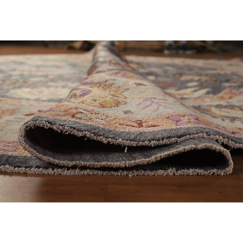 Hand Knotted Oriental 100% Wool Carpet Transitional All-Over Navy Blue & Blues Oushak Area Rug - 11' 7'' X 11' 8''