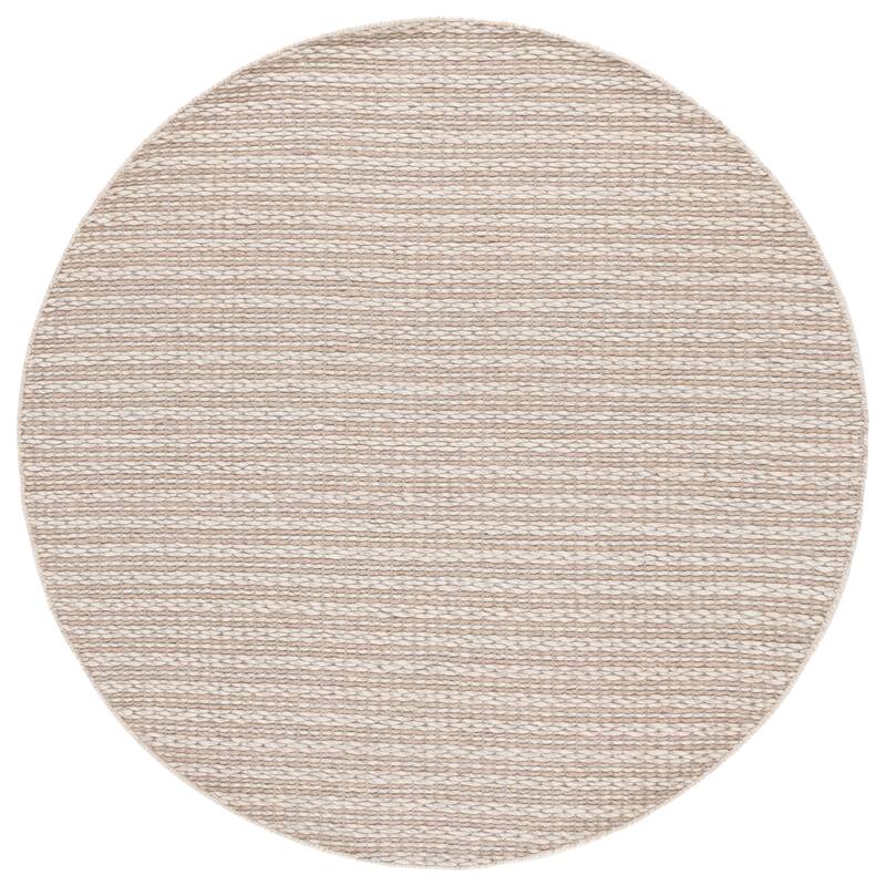 SAFAVIEH Hand-Woven Vermont Evette Transitional Wool Rug - 6' Round - Brown/Silver