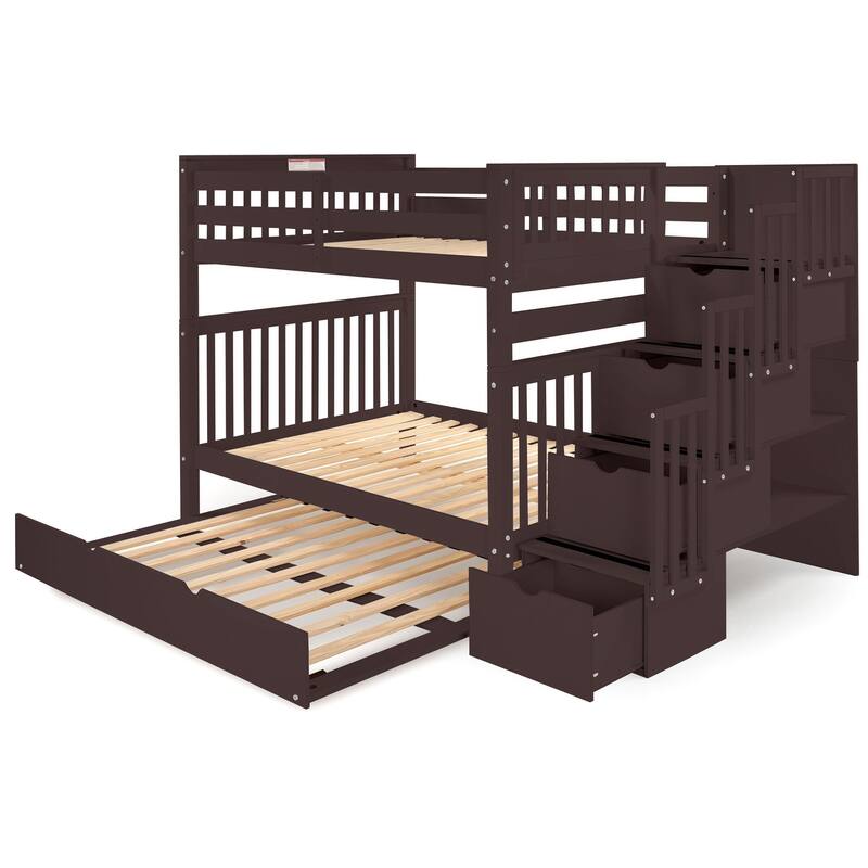 Taylor & Olive Trillium Full over Full Stairway Bunk Bed, Full Trundle