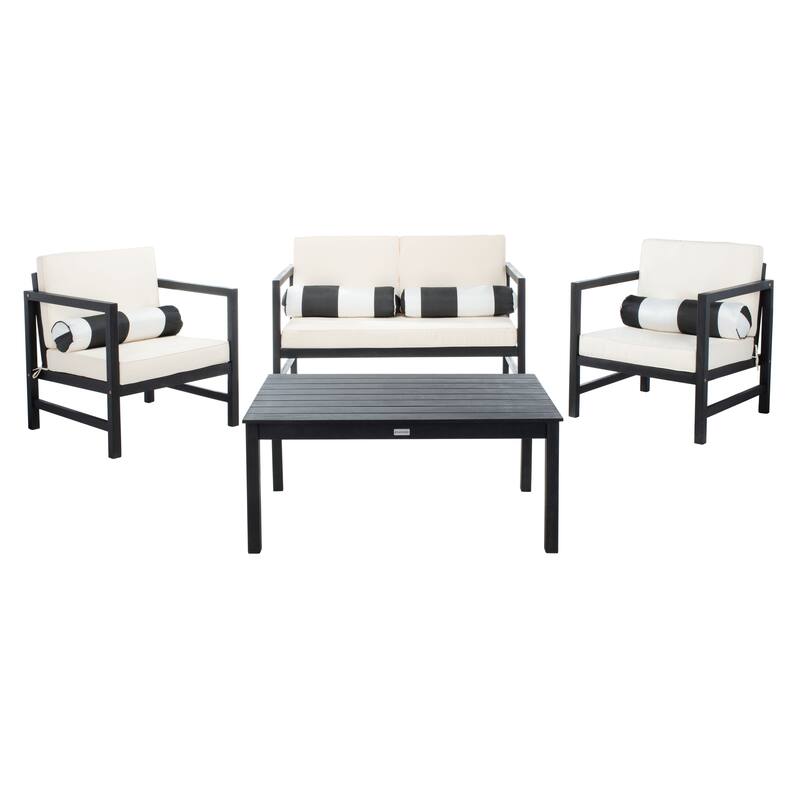 SAFAVIEH Outdoor Citlali 4-Piece Conversation Set with Accent Pillow - 50W x 29D x 29H