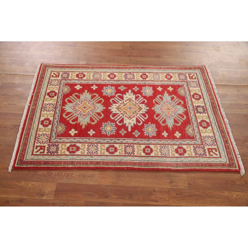 Red Kazak Accent Rug Hand-Knotted Wool Carpet - 2'8" x 3'10"