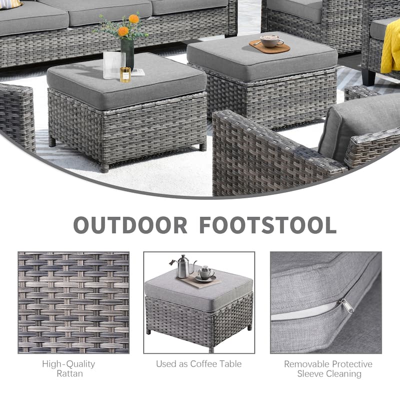 OVIOS 7-piece Patio Outdoor Wicker Conversation Set