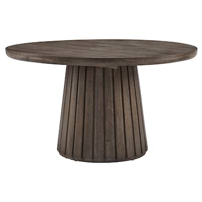 Magnussen Home Kavanaugh Weathered Kona Brown Extendable Round Dining Table - 54''W x 54''D x 30''H