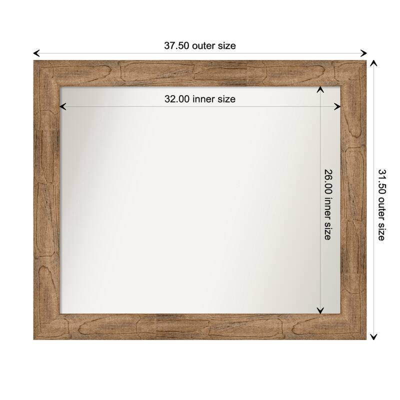 Owl Brown Framed Non-Beveled Custom Wall Mirror, Bathroom Vanity Mirror - Outer Size: 37.5 x 31.5