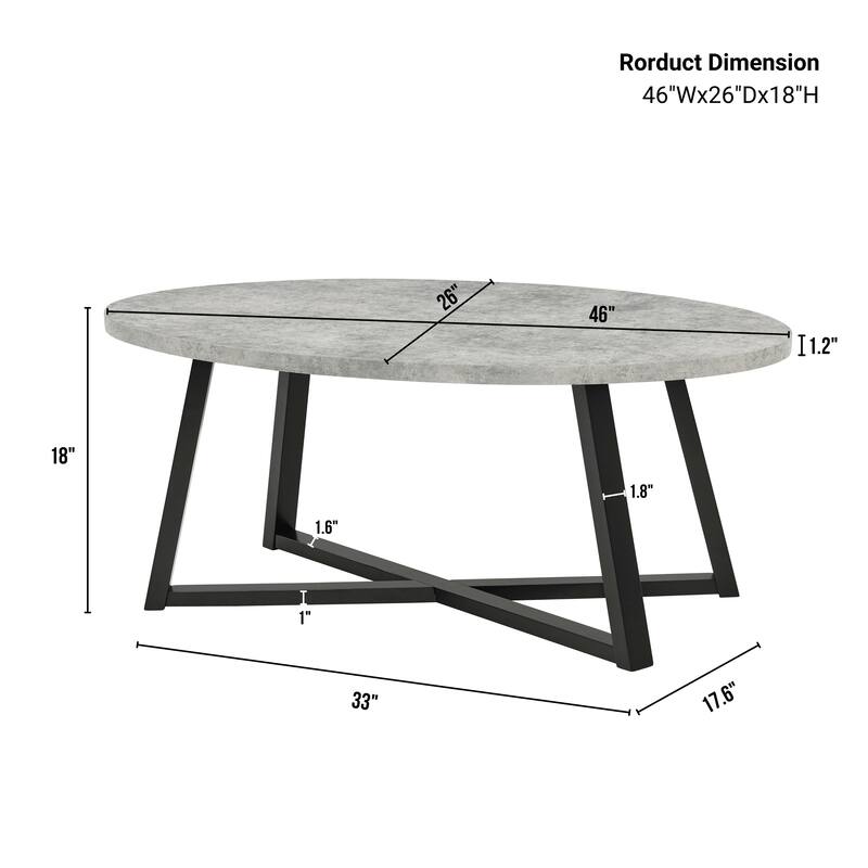 Roundhill Furniture Modern Harmony Wood Oval Coffee Table
