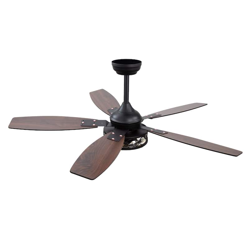 48" Wood 5-Blade Crystal Fandelier Ceiling Fan with Remote and Light