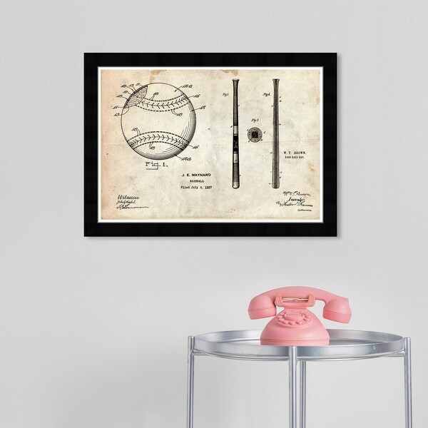 Wynwood Studio 'Baseball and Basebat 1927 Parchment' Sports and Teams White Wall Art Framed Print. Opens flyout.