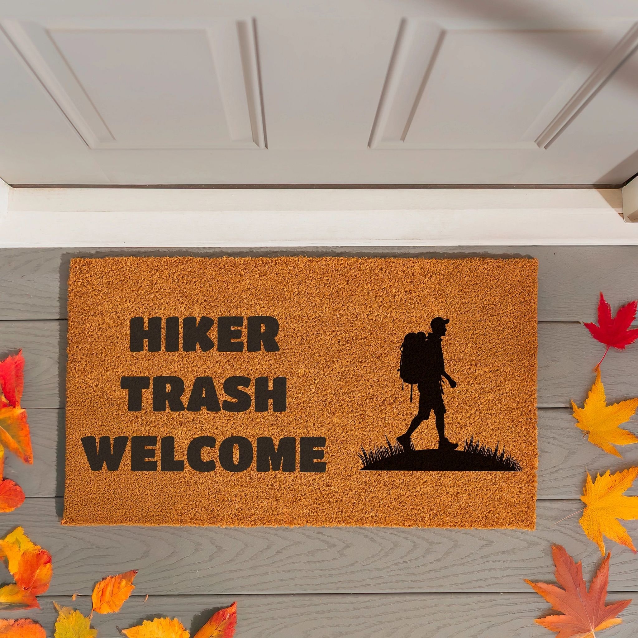 Hiker Trash Welcome Coir Door Mat, 28" x 16" - 28" x 16"