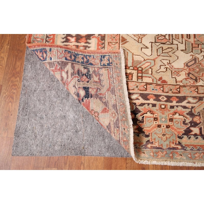 Heriz Persian Vintage Area Rug Hand-Knotted Geometric Wool Carpet - 7'7"x 11'4"