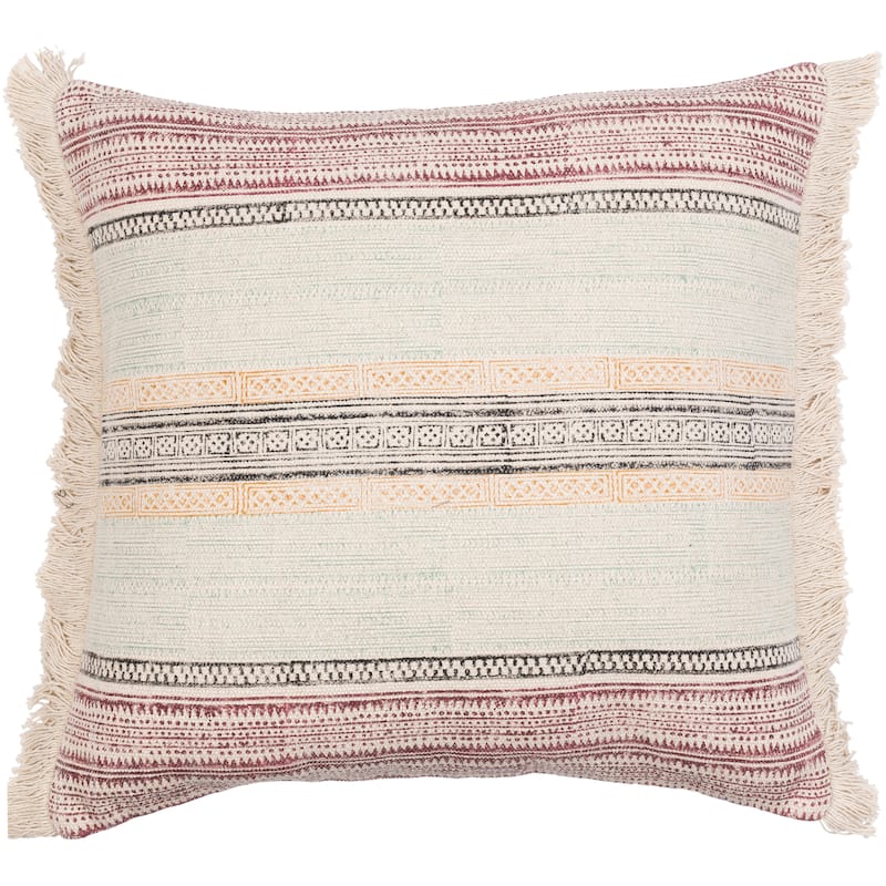 Zeba Block Horizontal Stripe Bohemian Throw Pillow or Cover