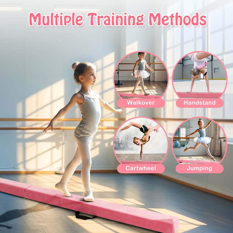 Costway 8 FT Folding Gymnastic Beam with Anti-slip Base Pine Wood - See Details