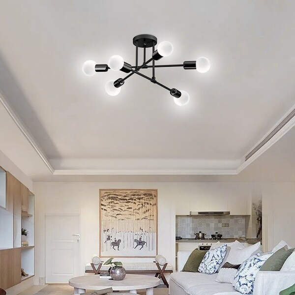 20.1 in. 6-Light Modern Semi- Flush Mount Ceiling Light with