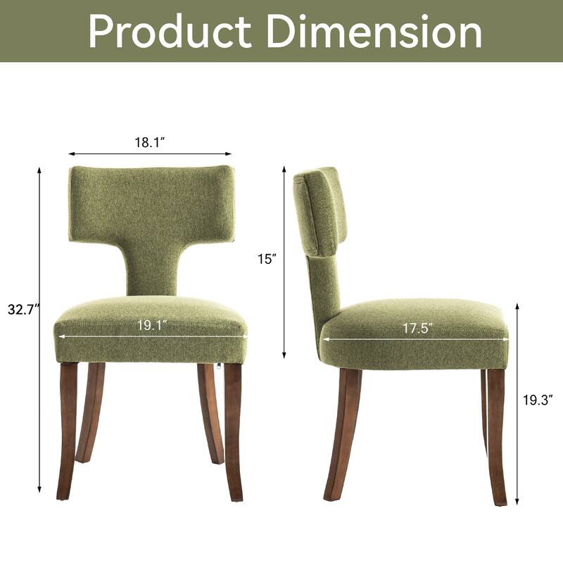 Upholstered Mordern Design T Back Dining Side Chair- Set of 2