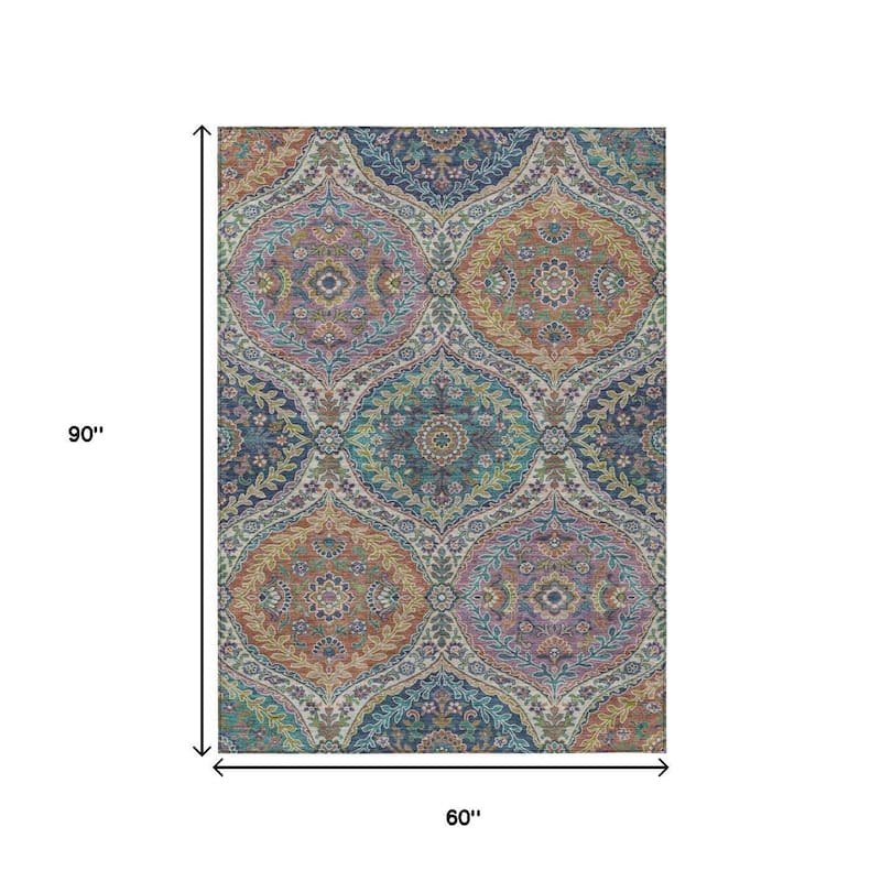 HomeRoots Floral Traditional Rectangle Outdoor Rug