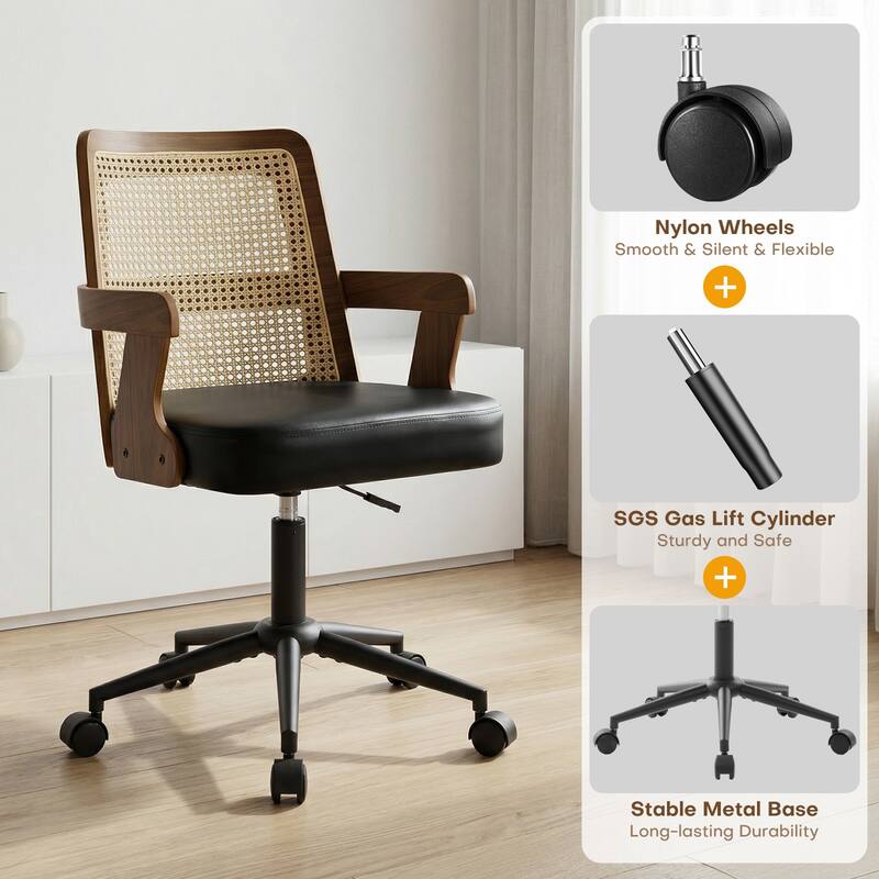 Swivel Home Office Chair Adjustable Height Desk Chair with Wheels and Armrests - 32.7"-36.6"H x 19.9"W x 22.8"D