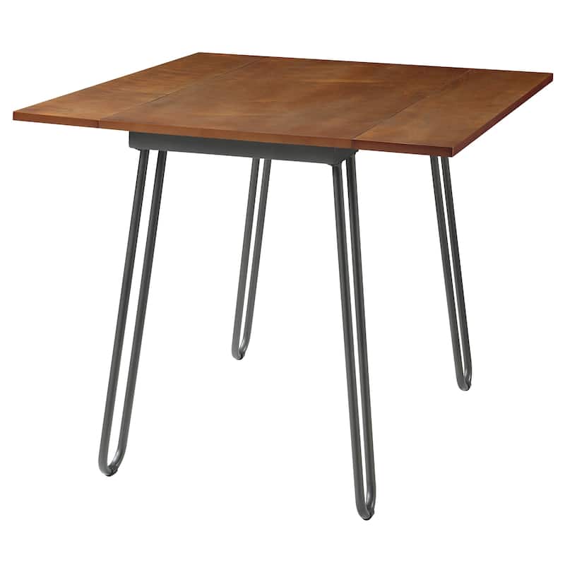 Azalea Park Wood Drop Leaf Dining Table with Hairpin Metal Legs - 36.02 W x 35.63 D x 29.92 H"