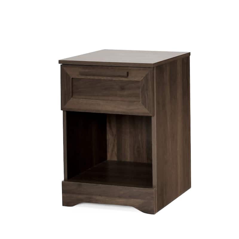 Nightstand with Single Drawer and Handles, Decorative Table with Bottom Shelf, Bedroom Coffee Table with Wooden Tabletop