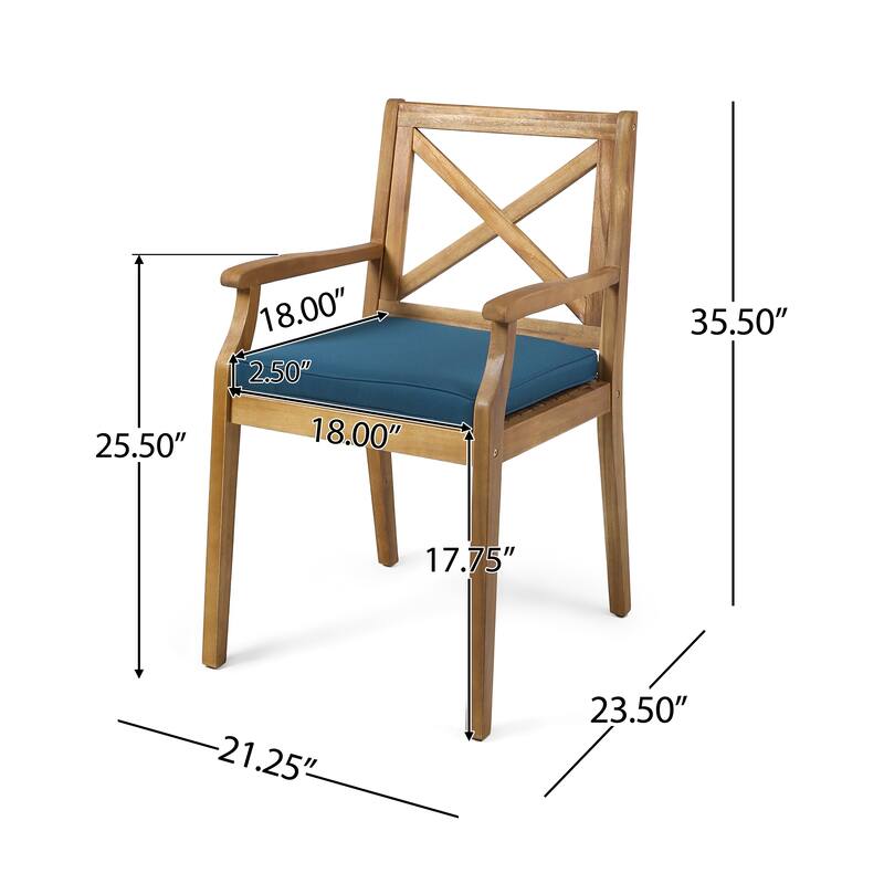 Outdoor Dining Chair Set with Cream Cushions