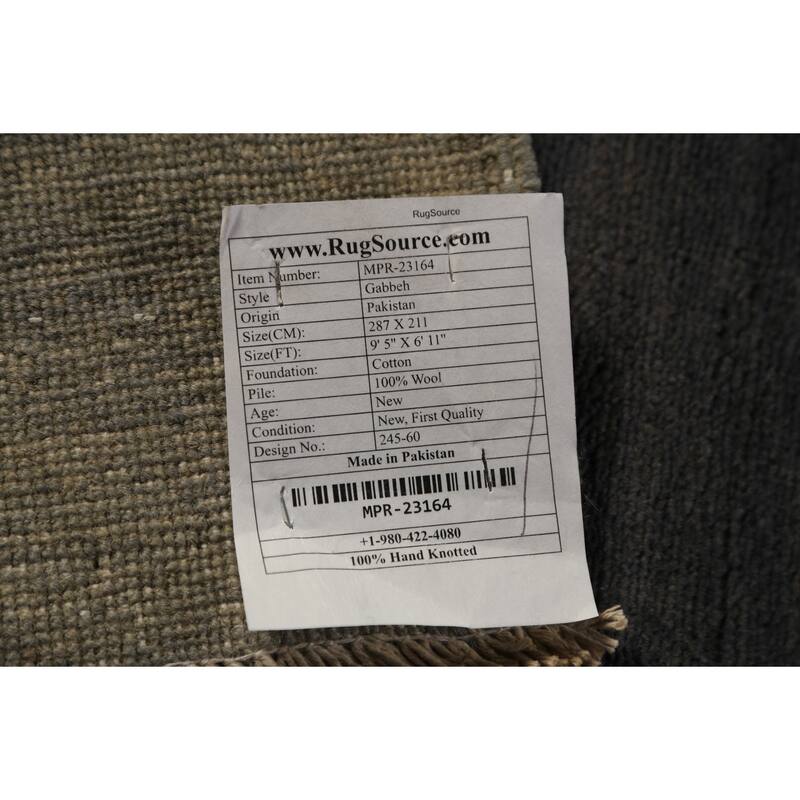 Gray Gabbeh Oriental Area Rug Hand-Knotted Wool Carpet - 6'11" x 9'5"