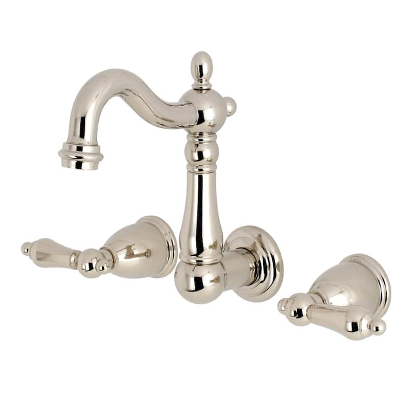 Heritage Two-Handle 3-Hole Wall Mount Bathroom Faucet - Polished Nickel