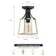 preview thumbnail 5 of 10, 1-Light Black and Wood Farmhouse Open Cage Semi-Flush Mount Ceiling Light - 6.3"W